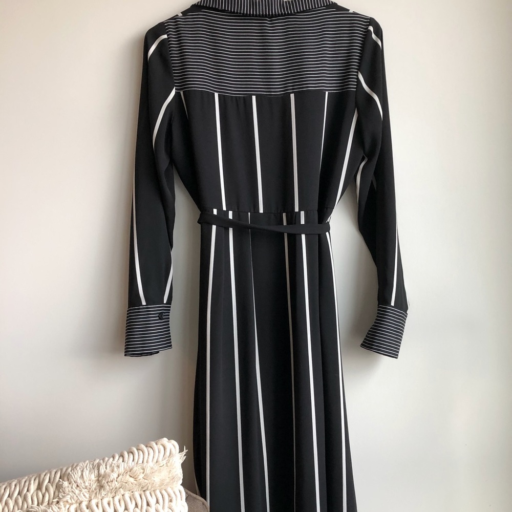 Who Wore What Striped Navy Tie Waist Dress - Picture 5 of 5